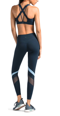 Colour Block Sports High Waist Sport Leggings Mesh Workout Yoga Running Pants